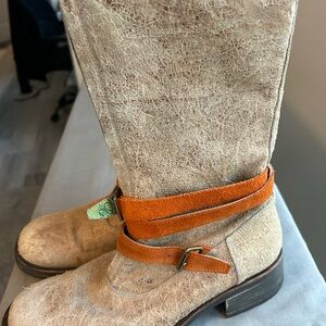 Tan and Orange Suede Oilily Boots